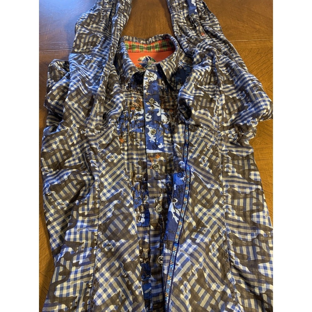 Robert Graham Blue Floral Camo Limited Edition Embroidered Shirt Men's L **Read - Picture 15 of 16